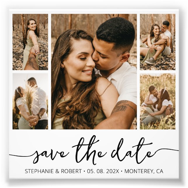 Budget Script Typography Photo Save The Date (Front)