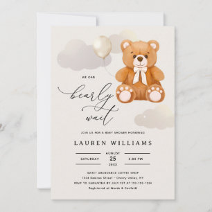 Budget Script We Can Bearly Wait Baby Shower Invitation