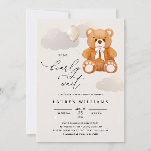 Budget Script We Can Bearly Wait Baby Shower  Invitation