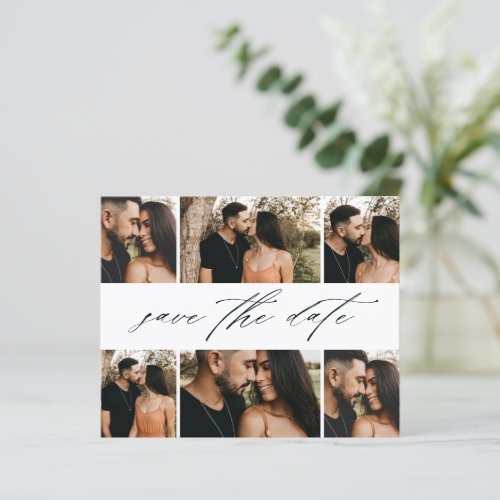 Budget Script Wedding Photo Collage Save The Date