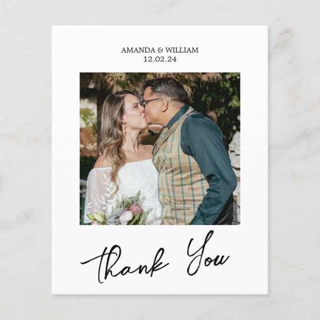Budget Script Wedding Photo Thank You (Front)