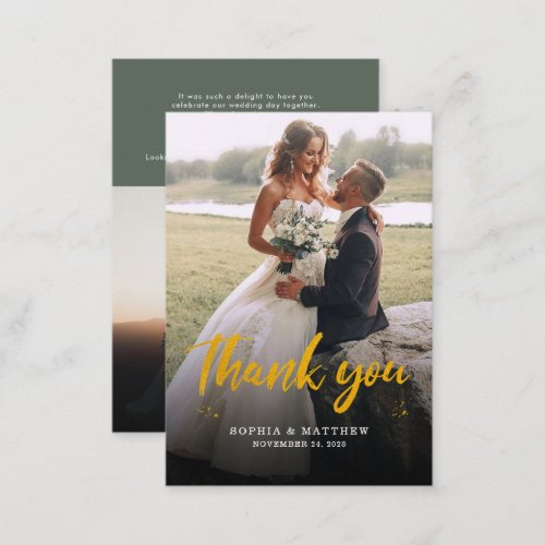 Budget Script Wedding Photos Thank You Card