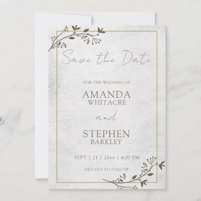 Budget Script Wedding Save the Date Card (Front)
