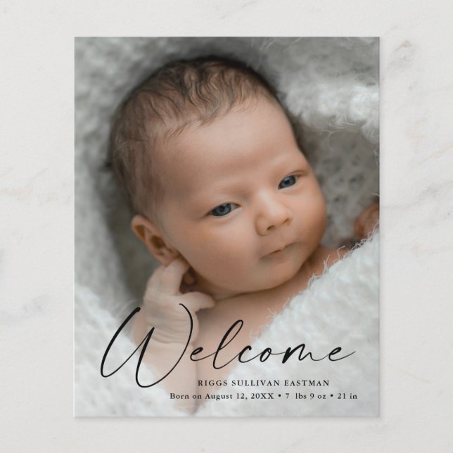  Budget Script Welcome Baby Photo Thank You (Front)