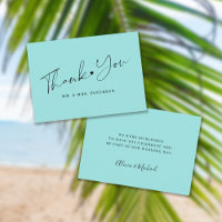 Budget sea glass blue wedding thank you script