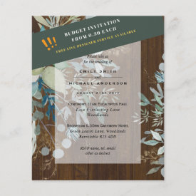 BUDGET Sea Glass Green Eucalyptus Leaves Wedding Flyer