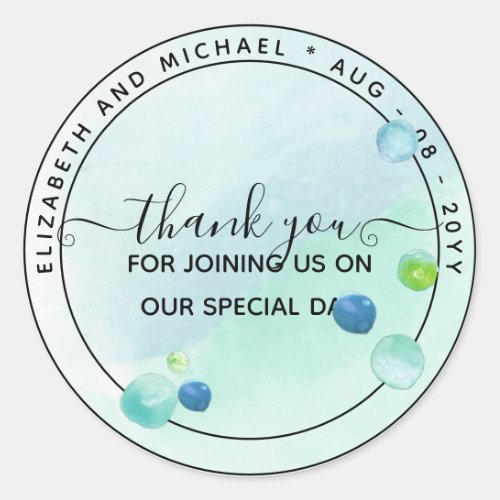 BUDGET Sea Glass Modern Abstract Wedding Classic Round Sticker