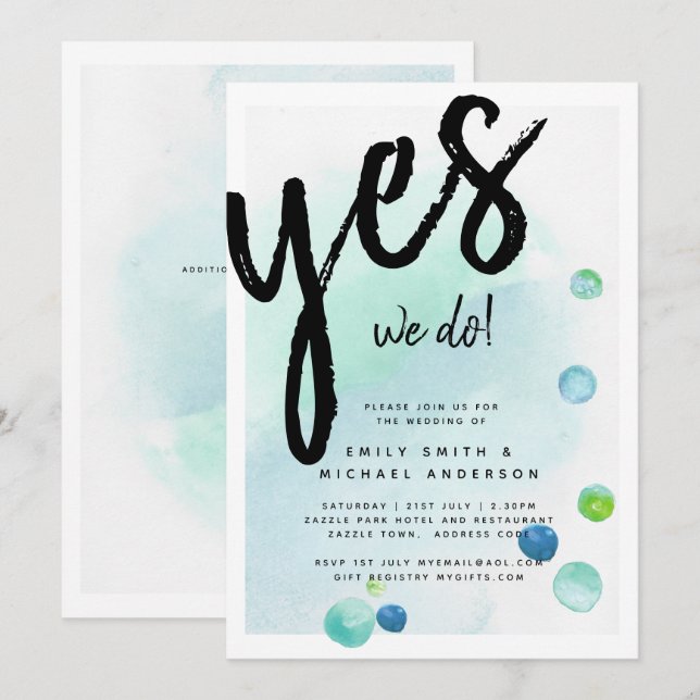 BUDGET Sea Glass Modern Abstract Wedding Invitation (Front/Back)