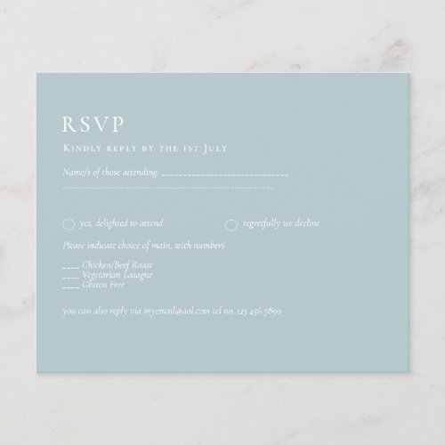 BUDGET Sea Glass Sage Green Monochrome Wedding Flyer