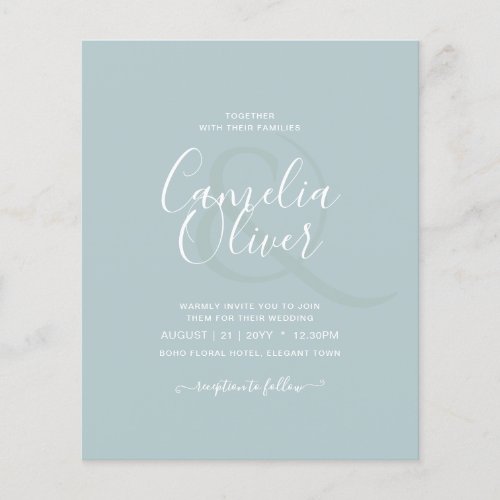 BUDGET Sea Glass Sage Green Monochrome Wedding Flyer