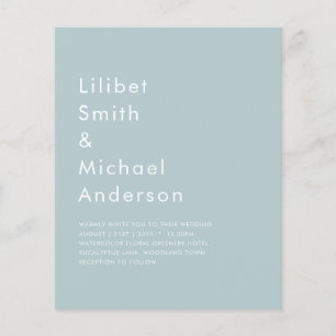 BUDGET Sea Glass Sage Green Monochrome Wedding Flyer