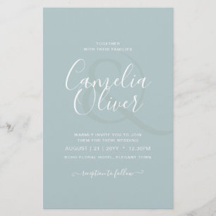 BUDGET Sea Glass Sage Green Monochrome Wedding Flyer