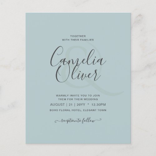 BUDGET Sea Glass Sage Green Monochrome Wedding Flyer