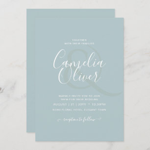BUDGET Sea Glass Sage Green Monochrome Wedding Invitation