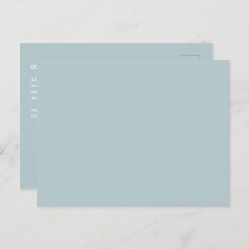 BUDGET Sea Glass Sage Green Monochrome Wedding Postcard