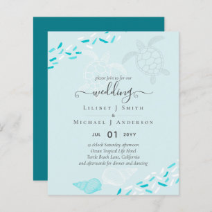BUDGET Sea Turtles BEACH Wedding Coral Teal