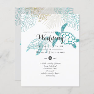BUDGET Sea Turtles Wedding Modern Line Art