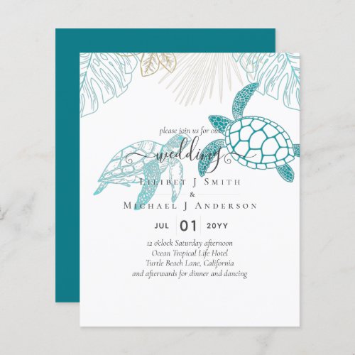 BUDGET  Sea Turtles Wedding Modern Line Art