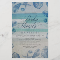 Budget Seashells Beach Baby Shower Invitation