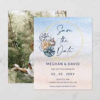 Budget Seashells Summer Beach Photo Save The Date