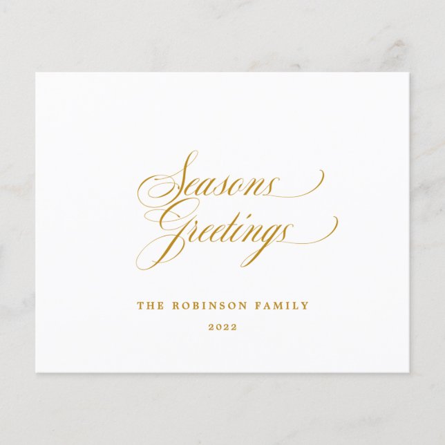 Budget Seasons Greetings Gold Script Typography (Front)