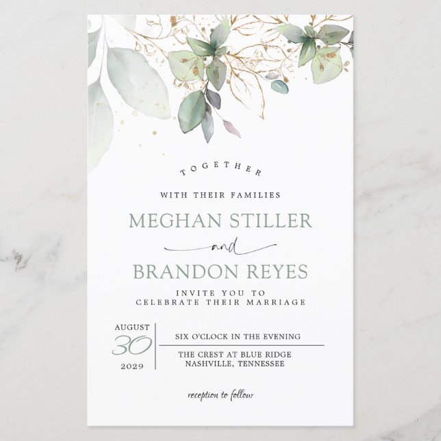 Budget - Serene Eucalyptus Greenery Leaves Wedding (Front)