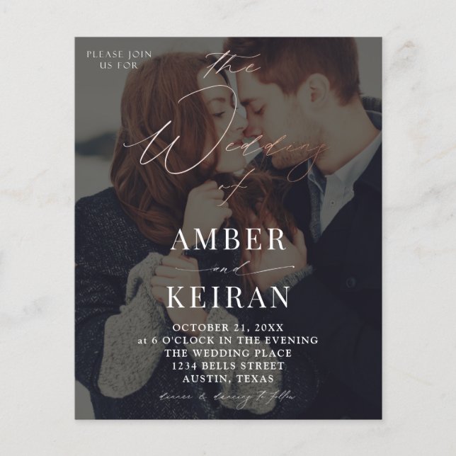 Budget Shades- Dark w Bronze Photo Wedding Flyer (Front)