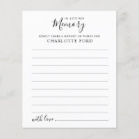 Budget Share a Memory Funeral Attendance Card
