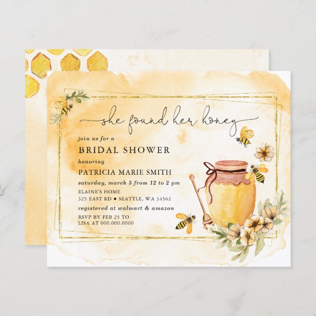 Budget She Found Her Honey Bee Bridal Shower (Front/Back)