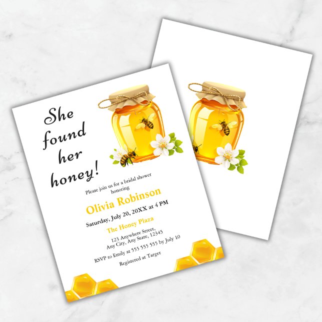 Budget She Found Her Honey Bridal Shower Invite  (Budget Yellow She Found Her Honey Bridal Shower Invitation   )