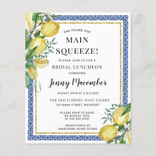 Budget She Found Her Main Squeeze Lemon Invitation