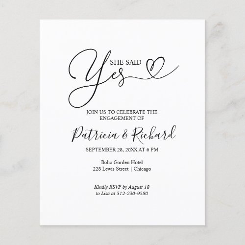 Budget She Said Yes Engagement Party  Announcement