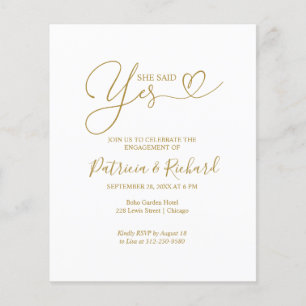 Budget She Said Yes Engagement Party Announcement
