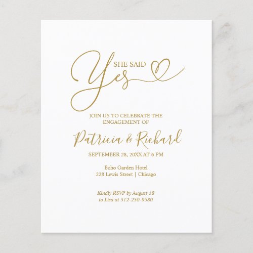 Budget She Said Yes Engagement Party  Announcement