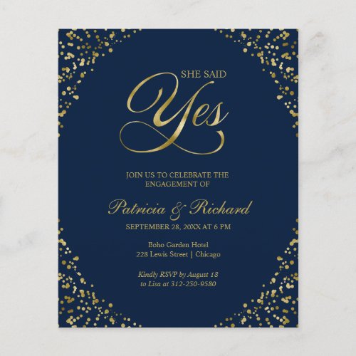 Budget She Said Yes Engagement Party Invitation