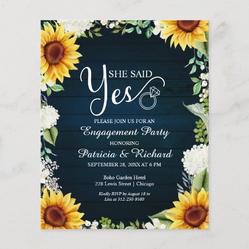 Budget She Said Yes Engagement Party Invitation