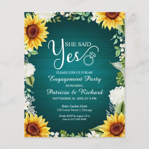 Budget She Said Yes Engagement Party Invitation