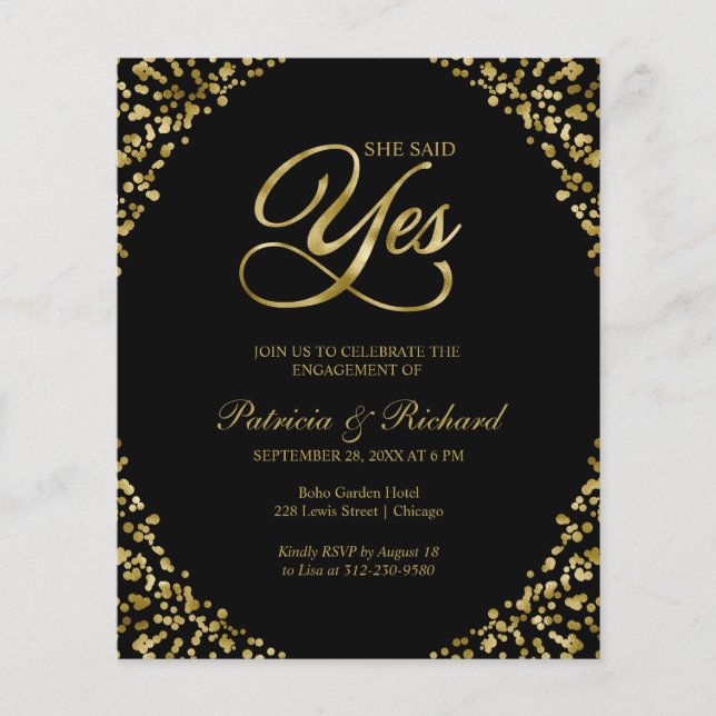 Budget She Said Yes Engagement Party Invitation (Front)