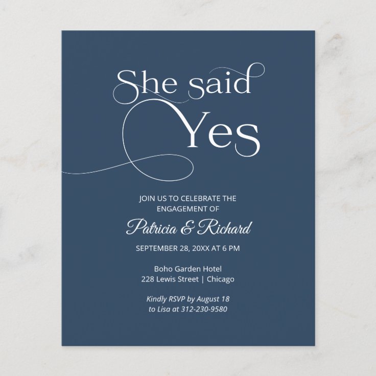Budget She Said Yes Engagement Party Invitations Zazzle