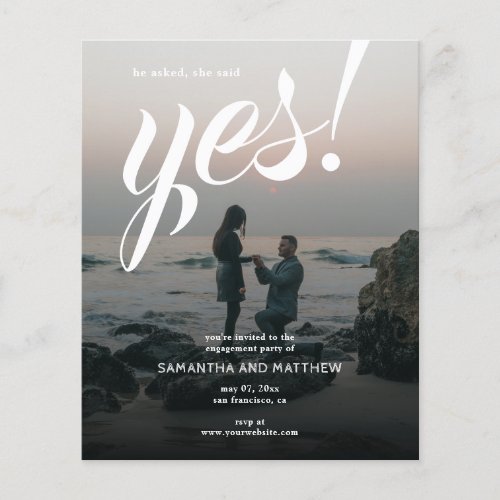 BUDGET She Said Yes Modern Engagement Party  Flyer