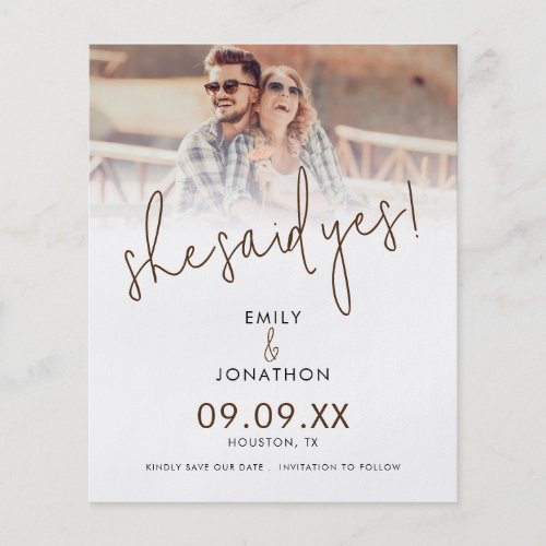 Budget She Said Yes Photo Overlay Save The Date Flyer