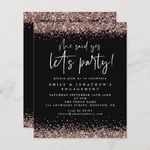 Budget She Said Yes Rose Gold Glitter Engagement