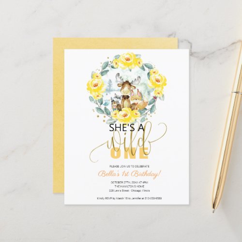 Budget Shes A Wild One 1st Birthday Invitation