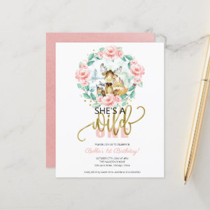 Budget She's A Wild One 1st Birthday Invitation
