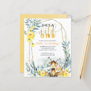 Budget She's A Wild One First Birthday Invitation
