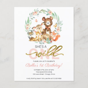 Budget She's A Wild One First Birthday Invitation