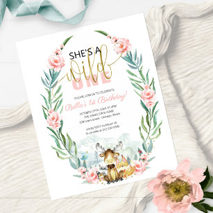 Budget She's A Wild One First Birthday Invitation