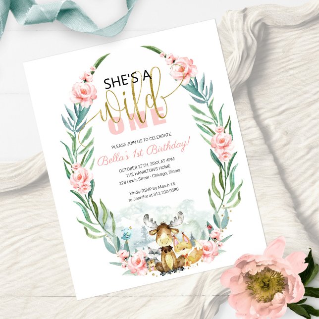 Budget She's A Wild One First Birthday Invitation (Creator Uploaded)