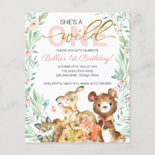 Budget She's A Wild One First Birthday Invitation