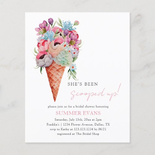 Budget Shes Been Scooped Up Bridal Shower  Flyer
